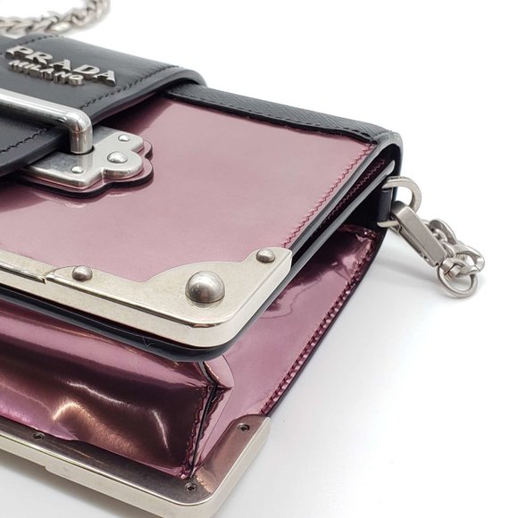 100% Authentic Prada Cahier Metallic Pink Shoulder Rare Bag - Picture 9 of 16